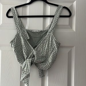 Abercrombie & Fitch Green Tie front Crop Top